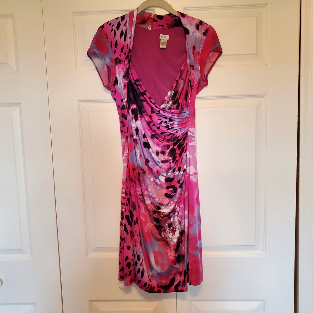 Cache Pink and Purple Patterned Dress